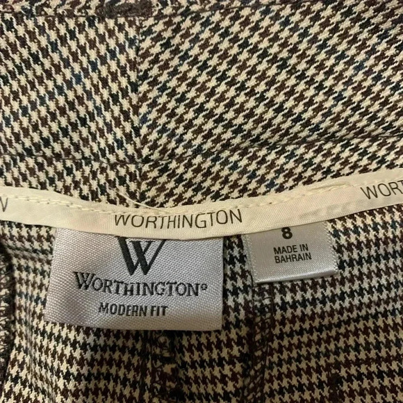 Worthington Women's Plaid Straight Leg Pants Brown Pockets Casual Size 8 - Picture 4 of 9
